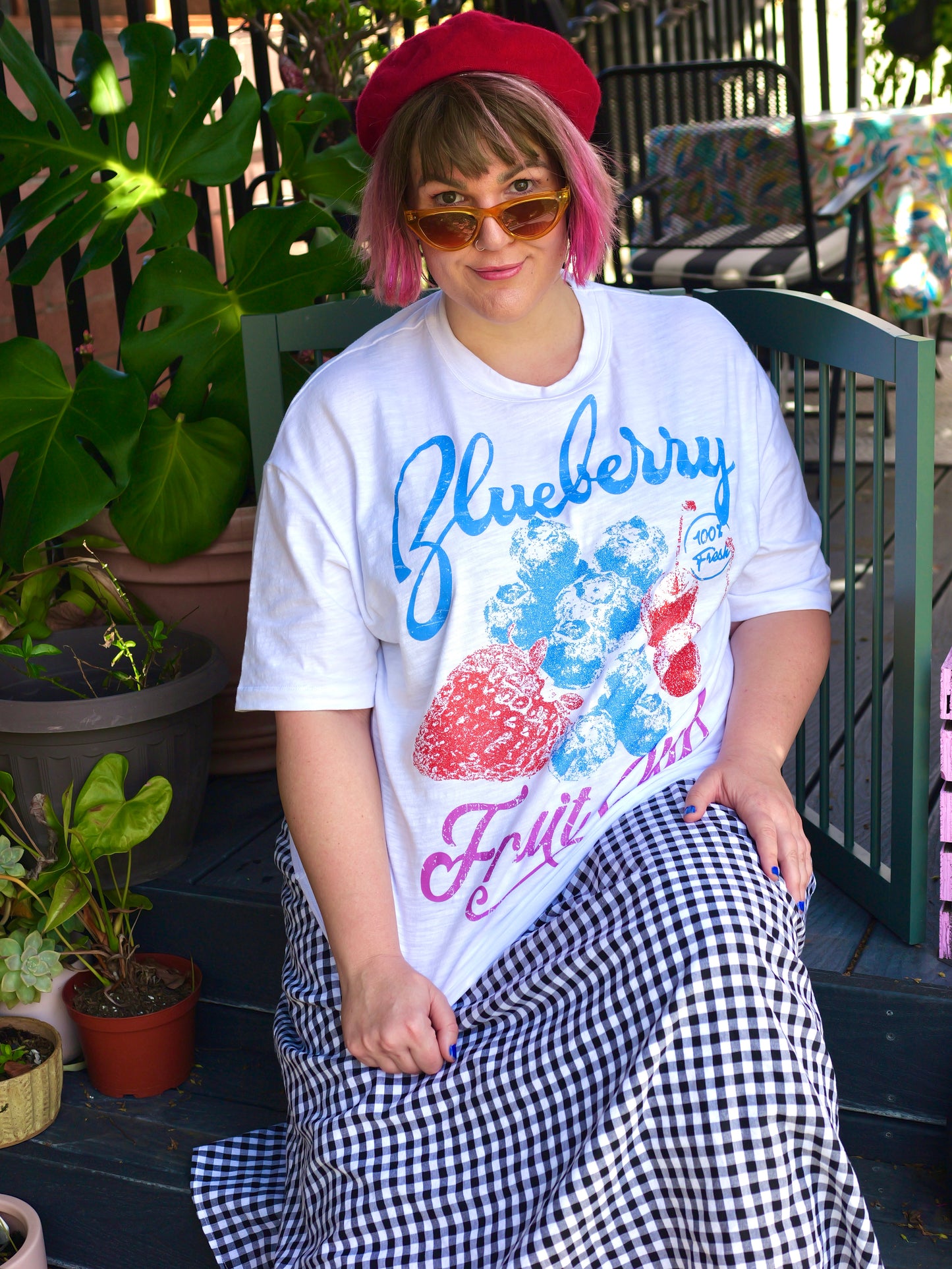 Blueberry Fruit Club Lightweight Slub Cotton T-Shirt