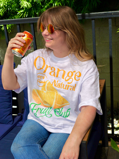 Orange Fruit Club Lightweight Slub Cotton T-Shirt