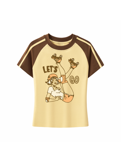 Roller Girl Retro Womens Slim Fit Raglan T-Shirt