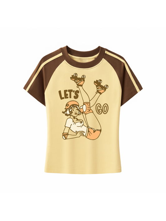Roller Girl Retro Womens Petite Raglan T-Shirt
