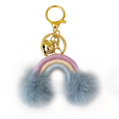 Rainbow Fluff Ball Keychain Accessory