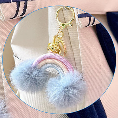 Rainbow Fluff Ball Keychain Accessory