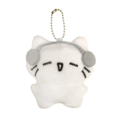 Cute Headphones Kitten Keychain & Crying Cat Doll Plush Keyring Charms