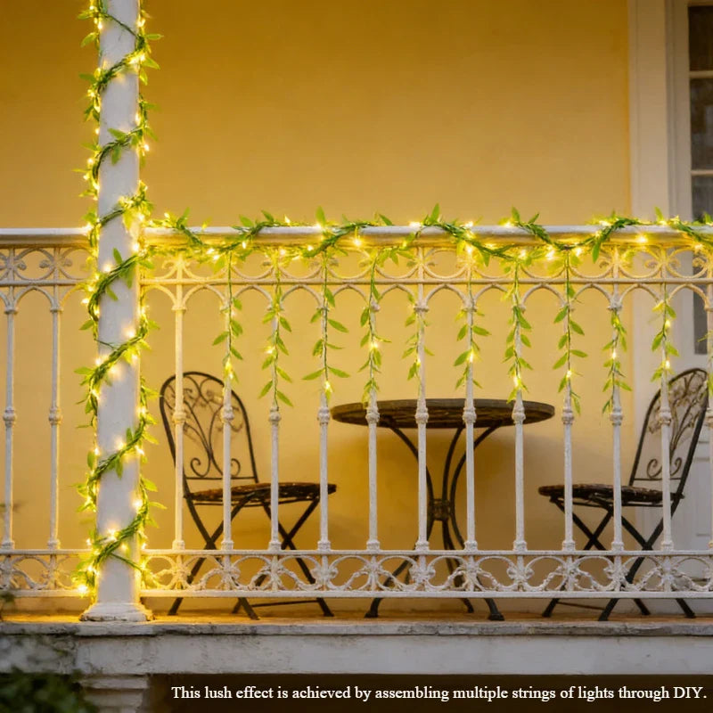 Nature Vines Leaf Curtain String Lights | Battery Powered Decorative Fairy Lights