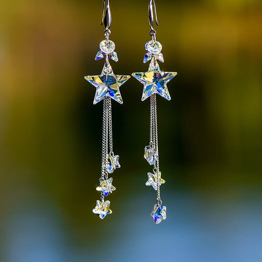 Cosmic Crystal Stars Rhinestone Dangling Earrings