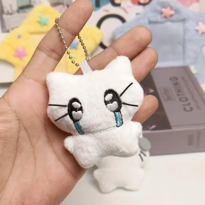 Cute Headphones Kitten Keychain & Crying Cat Doll Plush Keyring Charms