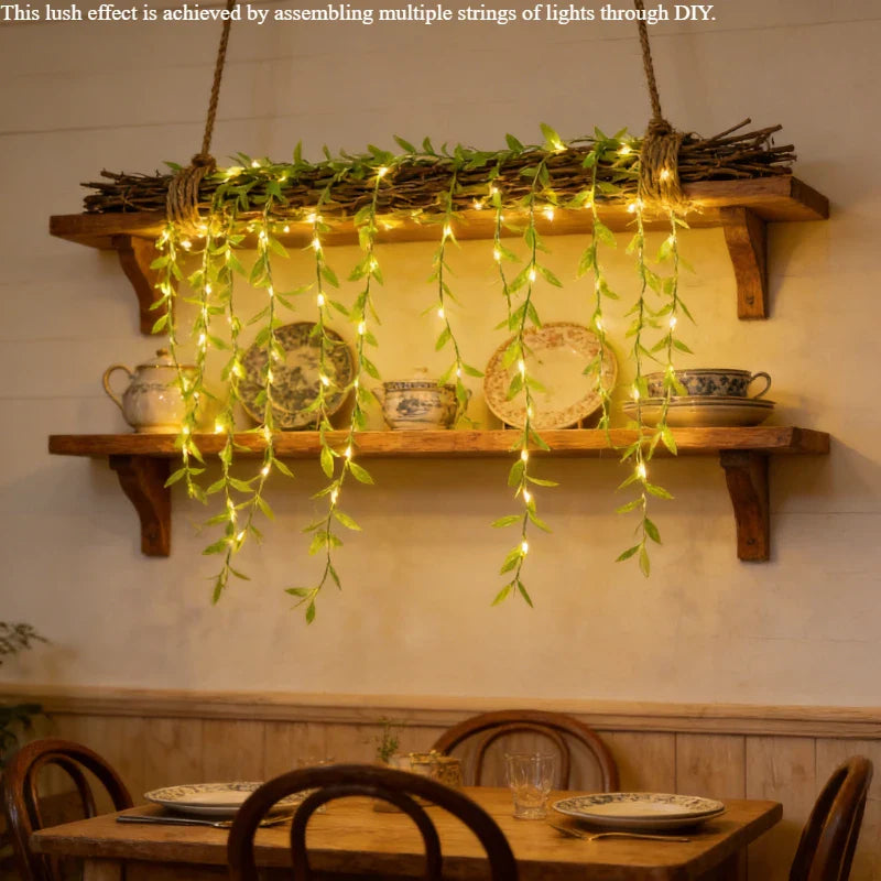 Nature Vines Leaf Curtain String Lights | Battery Powered Decorative Fairy Lights