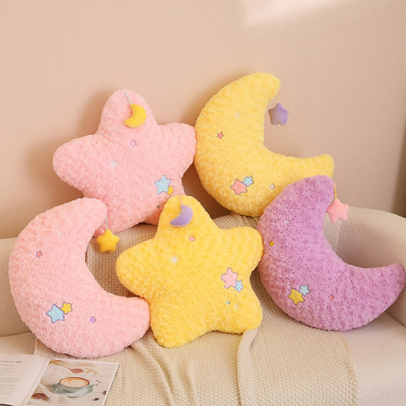 Kawaii Pastel Moon Star Cute Decor Pillow Plush