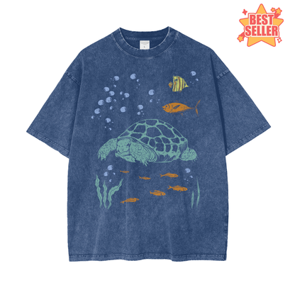 Sea Turtle Unisex Snow Washed T-Shirt