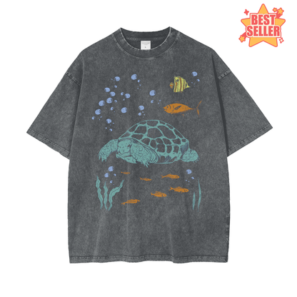 Sea Turtle Unisex Snow Washed T-Shirt