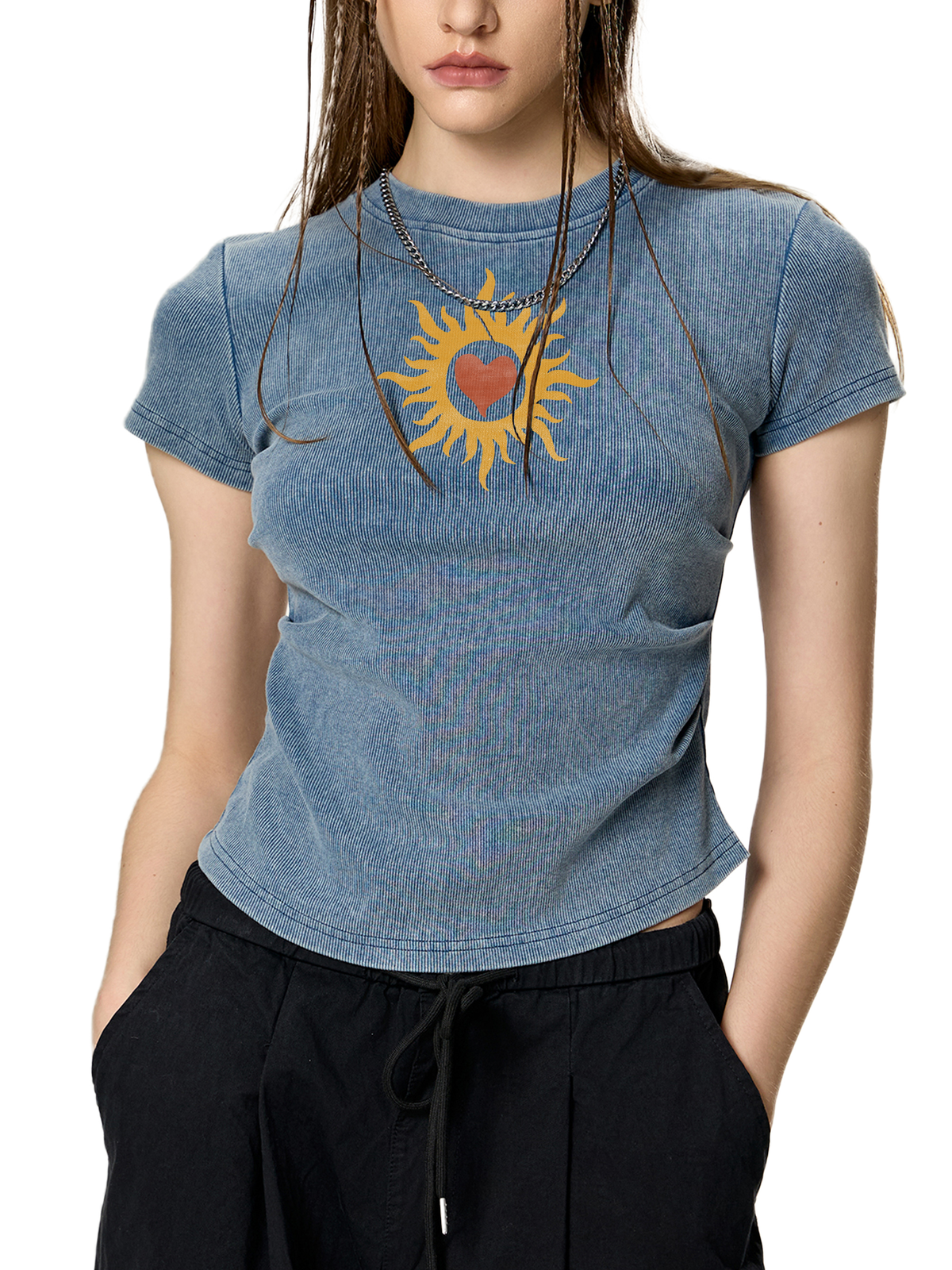Sun Love Vintage Washed Femme Fit Cotton T-Shirt