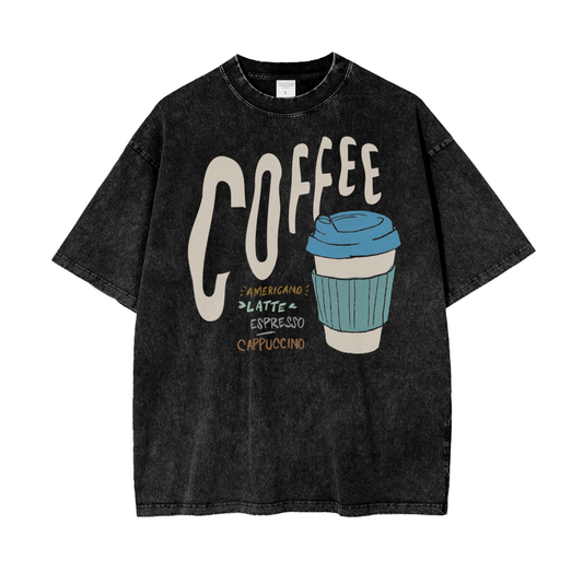 Coffee Unisex Oversize Snow Washed T-Shirt