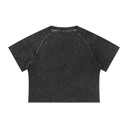 90s Women's Mineral Wash Raglan Crop T-Shirt