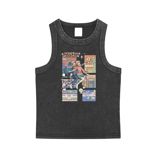 Anime Couple Snow Washed Tank Top
