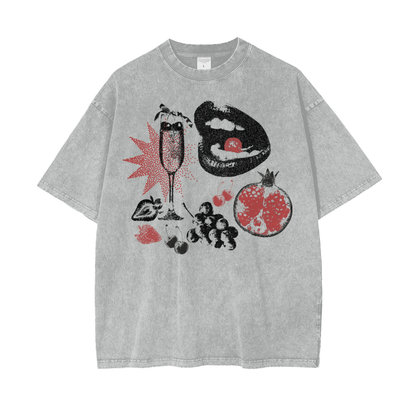 Fruit Champagne Unisex Oversize Snow Washed T-Shirt