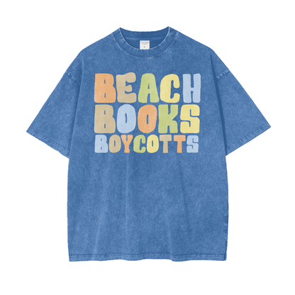 Beach Books Unisex Oversize Snow Washed T-Shirt