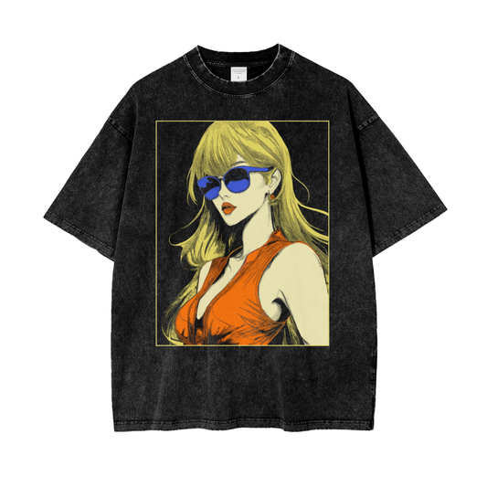 Anime Julia Unisex Oversize Snow Washed T-Shirt