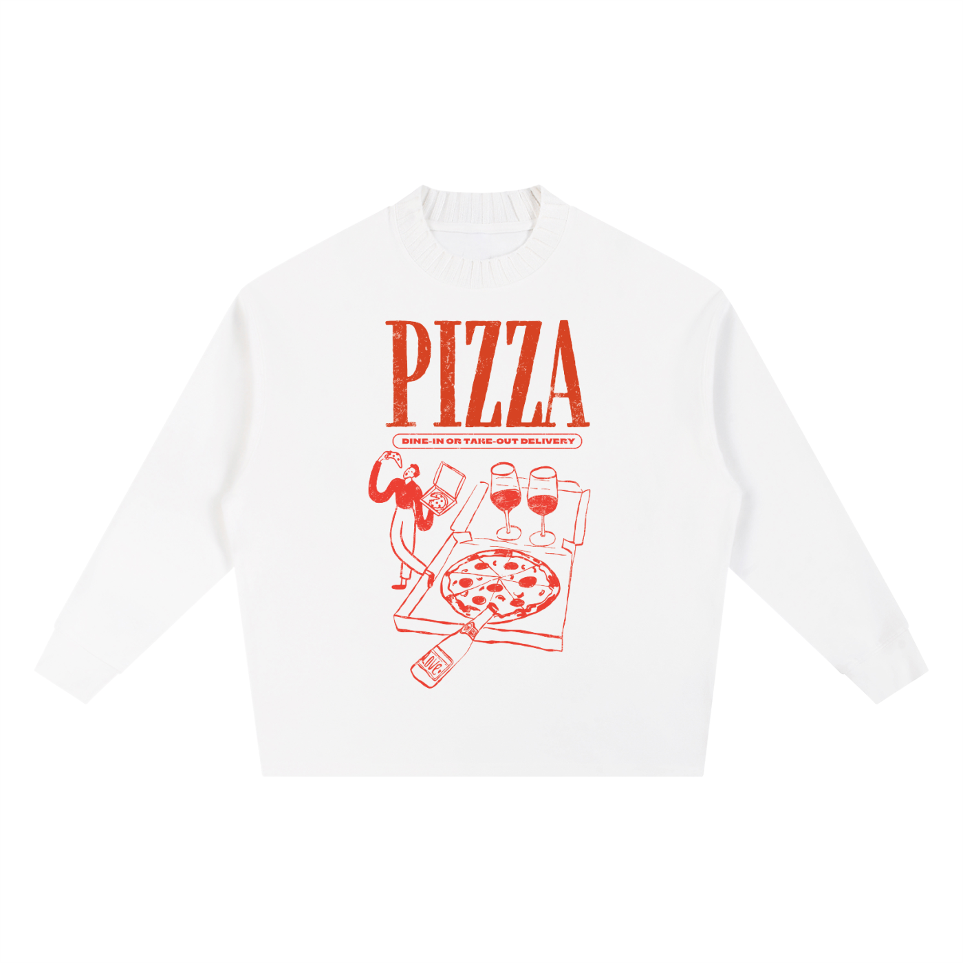 Pizza Party Unisex Crew Neck Oversize Sweatshirt
