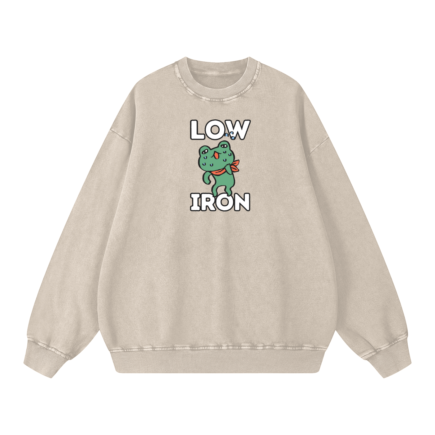 Low Iron Frog Acid Wash Oversize Sweatshirt