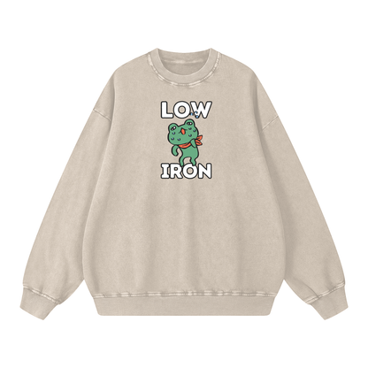 Low Iron Frog Acid Wash Oversize Sweatshirt