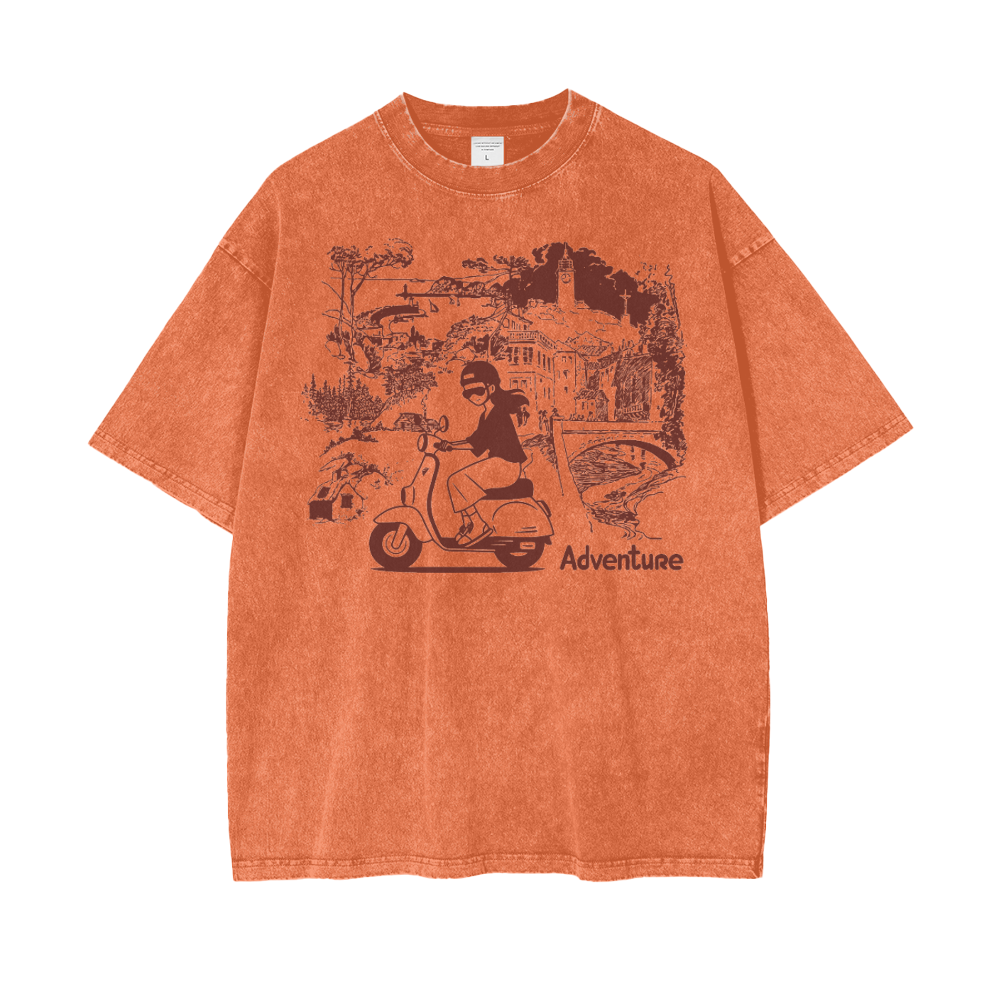Anime Travel Adventure Unisex Oversize Snow Washed T-Shirt