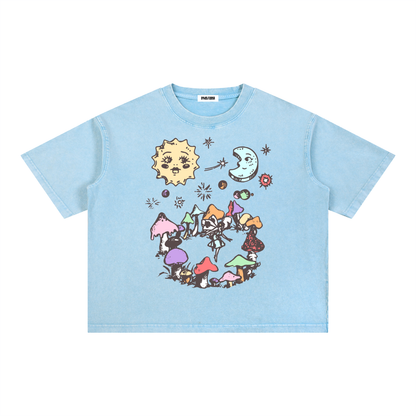 Fairy Circle Unisex Oversized Mineral Wash Boxy Cotton T-Shirt