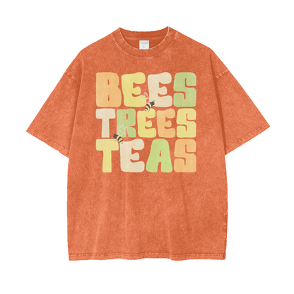 Bees Trees Unisex Oversize Snow Washed T-Shirt