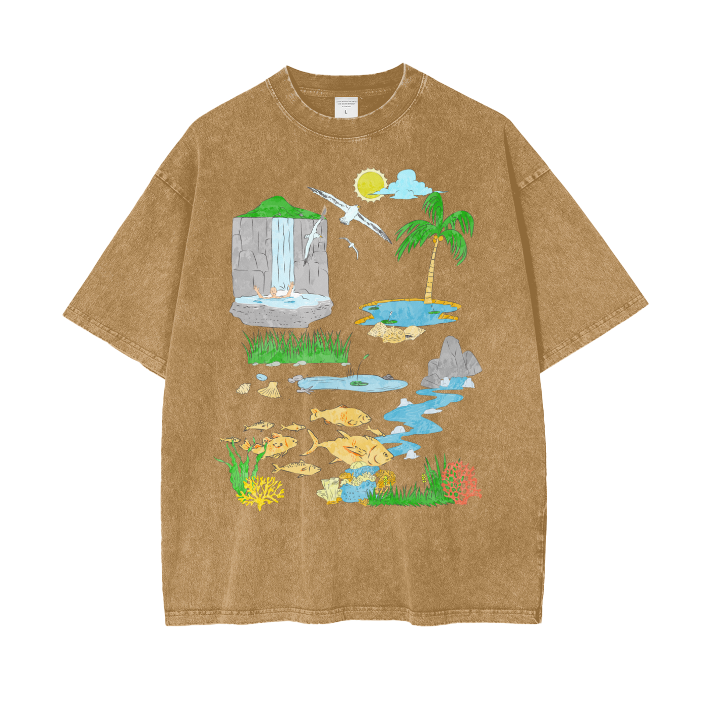 Tropical Island Unisex Oversize Snow Washed T-Shirt