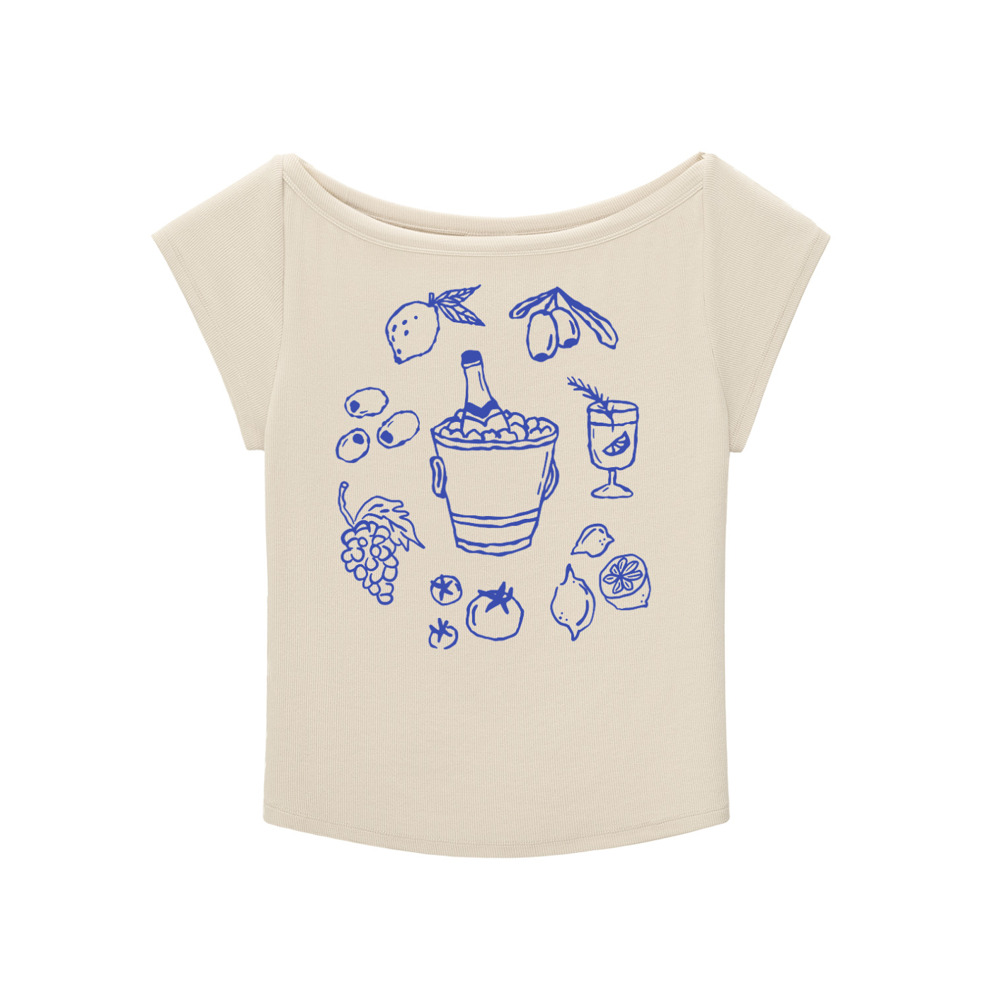 Vacation Wide Neck Slub T-shirt