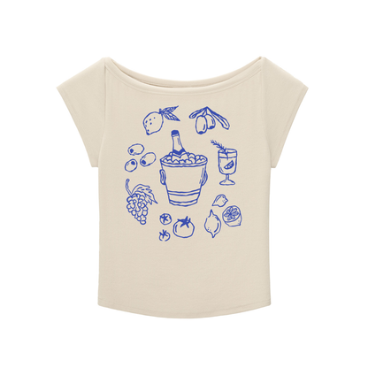 Vacation Wide Neck Slub T-shirt