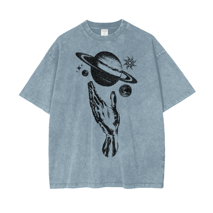 Planet Power Unisex Oversize Snow Washed T-Shirt