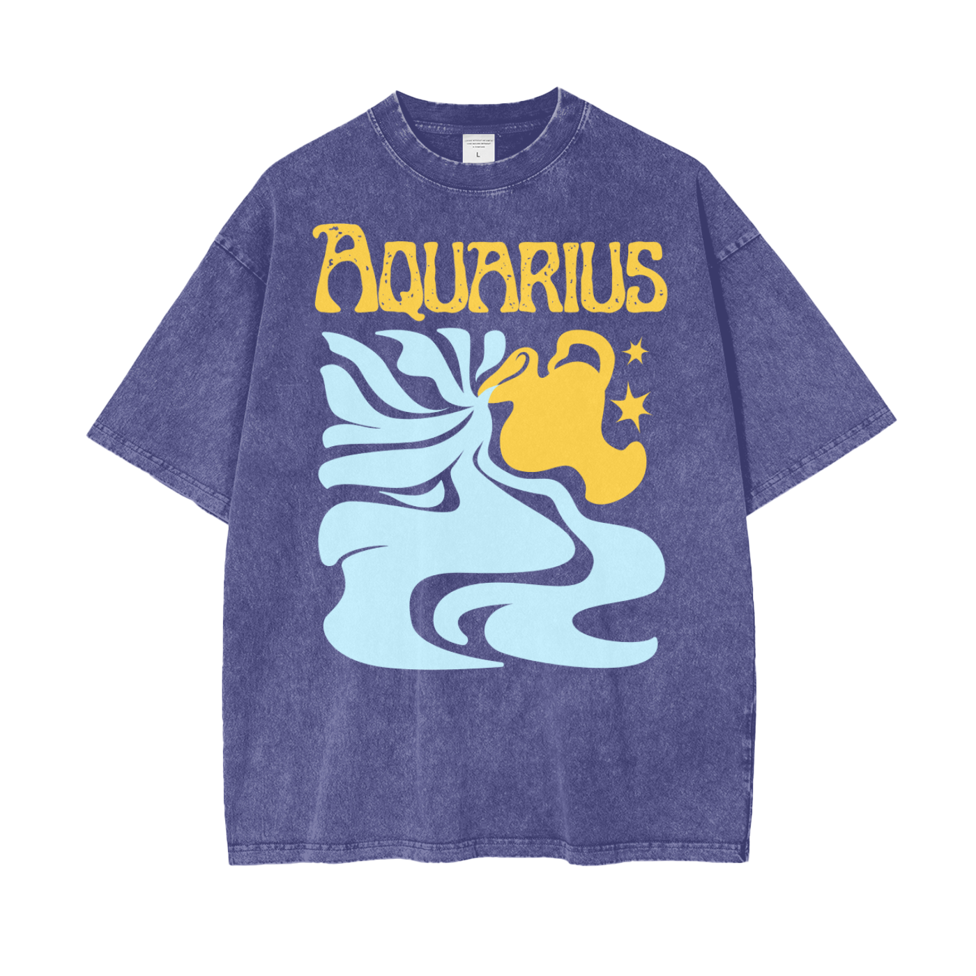 Zodiac Aquarius Psychedelic Snow Washed T-Shirt