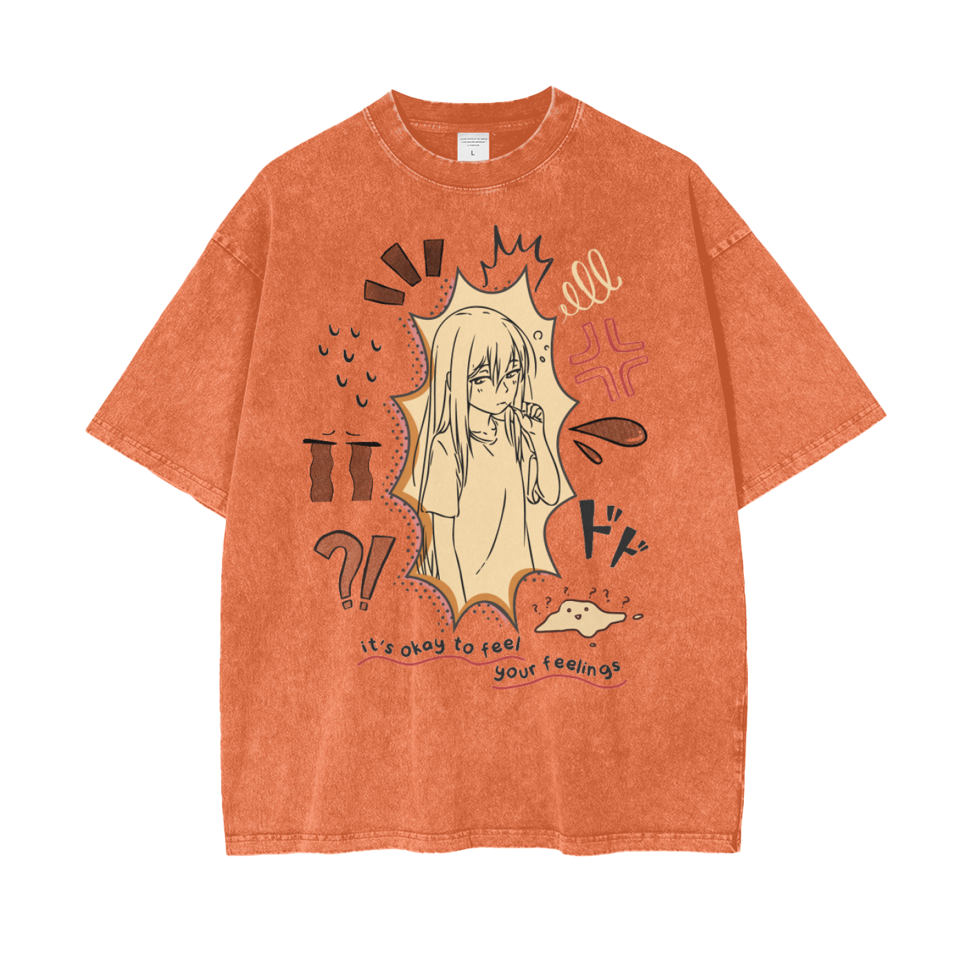 Anime It's Okay Unisex Oversize Snow Washed T-Shirt