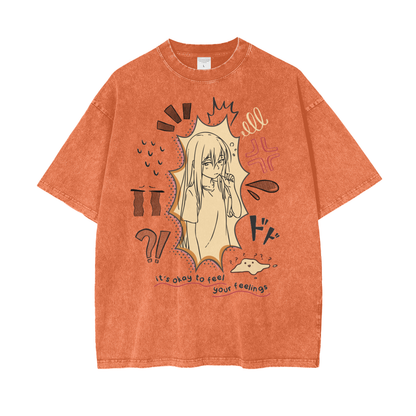 Anime It's Okay Unisex Oversize Snow Washed T-Shirt