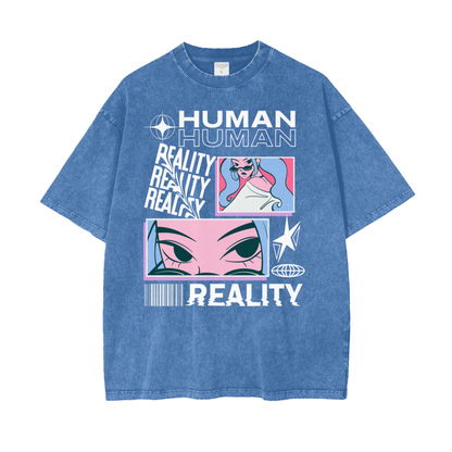 Human Reality Unisex Oversize Snow Washed T-Shirt