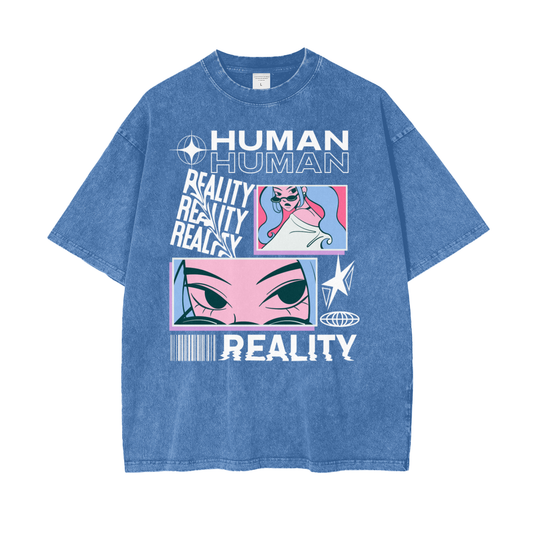 Human Reality Unisex Oversize Snow Washed T-Shirt