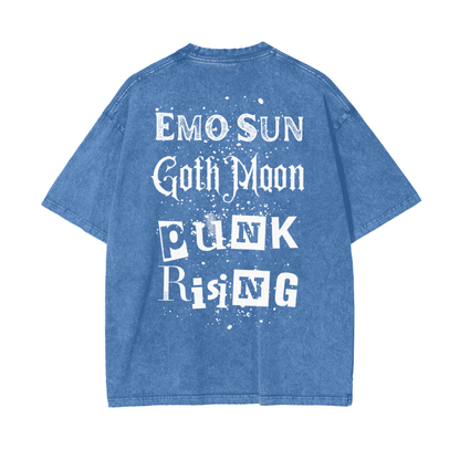 Solar Punk Rising Frt/Bck Oversize Snow Washed T-Shirt