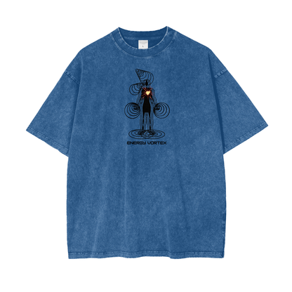 Energy Vortex Unisex Oversize Snow Washed T-Shirt