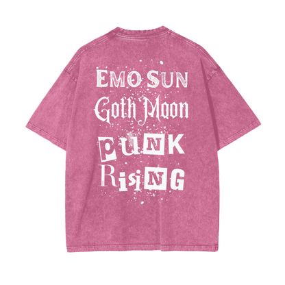 Solar Punk Rising Frt/Bck Oversize Snow Washed T-Shirt