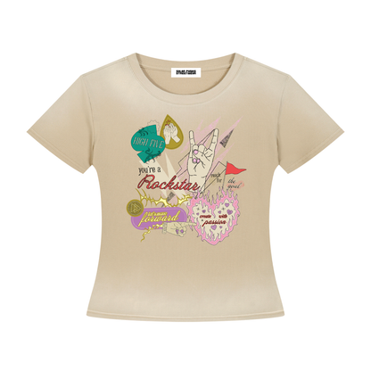 Rockstar Grunge Punk Sun-Fade Washed T-Shirt