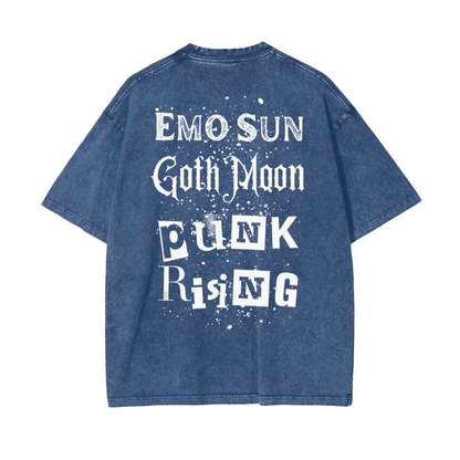 Solar Punk Rising Frt/Bck Oversize Snow Washed T-Shirt
