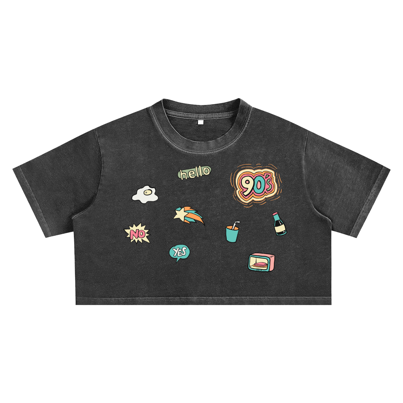 90s Unisex Snow Washed Crop Top