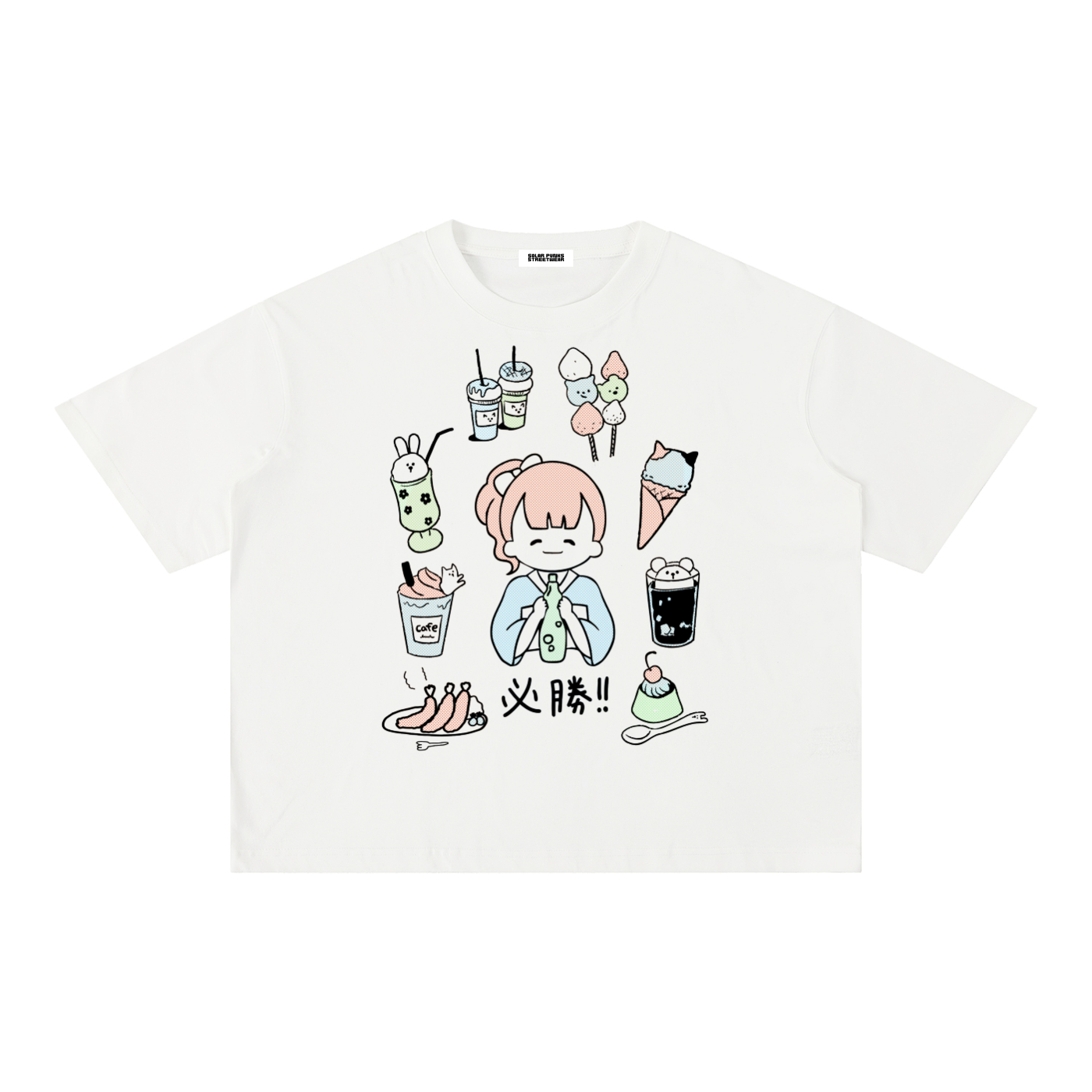 Anime "Delicious" Foods Mineral Wash Boxy Cotton T-Shirt