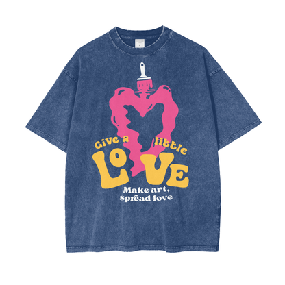 Spread Art Love Unisex Oversize Snow Washed T-Shirt