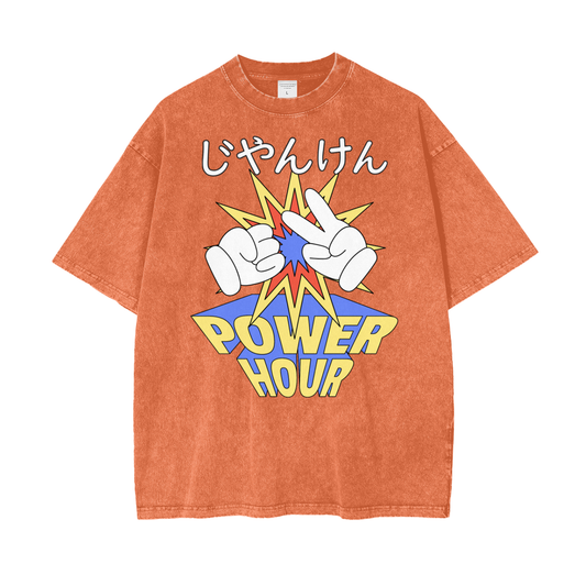 Janken Game Unisex Oversize Snow Washed T-Shirt
