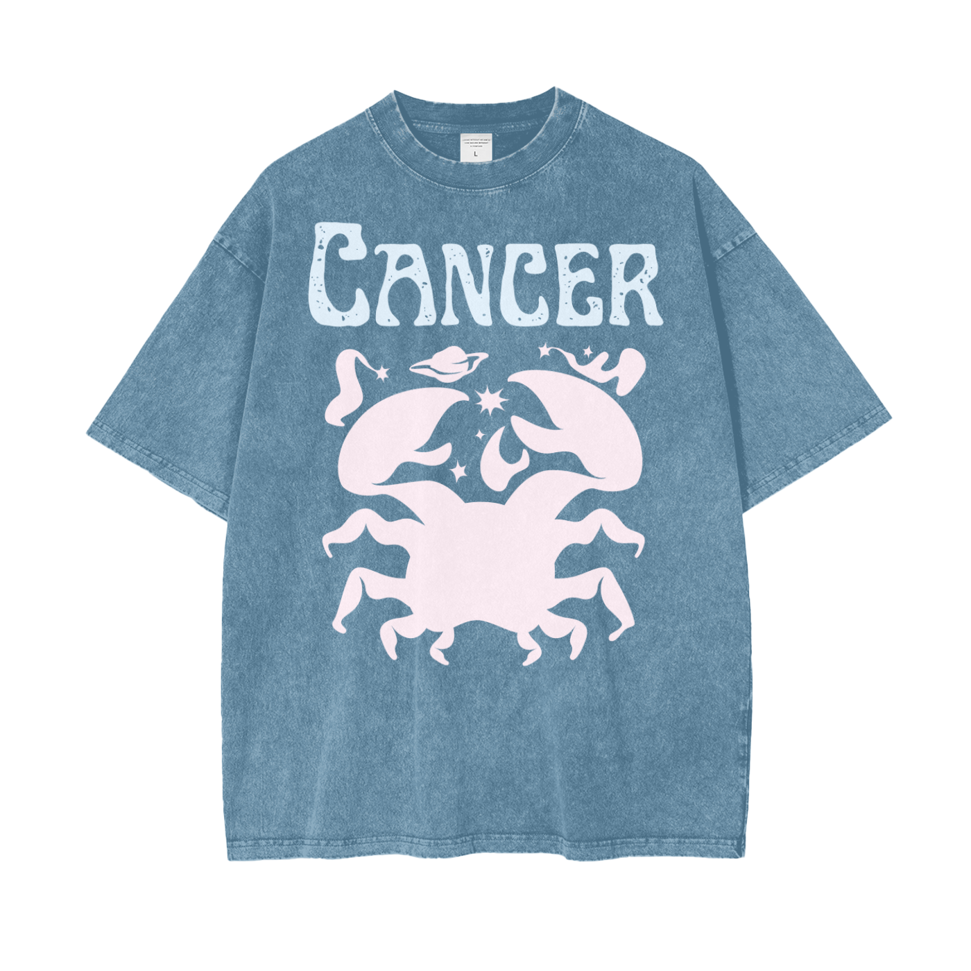 Zodiac Cancer Psychedelic Snow Washed T-Shirt