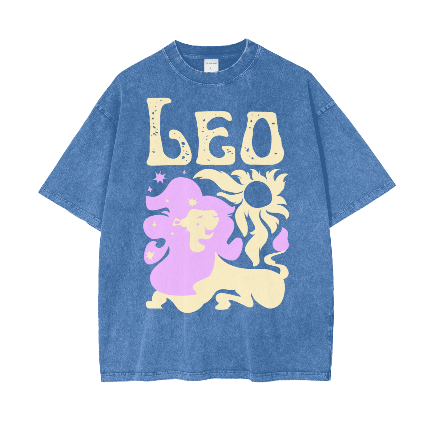 Zodiac Leo Psychedelic Unisex Oversize Snow Washed T-Shirt
