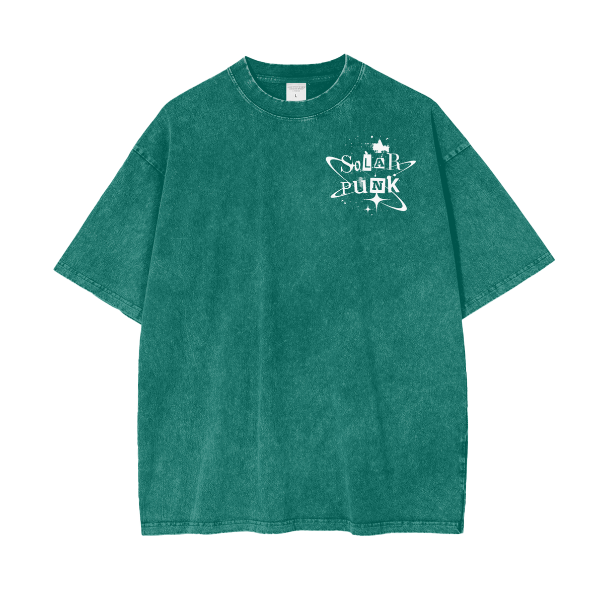 Solar Punk Rising Frt/Bck Oversize Snow Washed T-Shirt