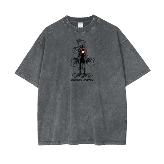Energy Vortex Unisex Oversize Snow Washed T-Shirt