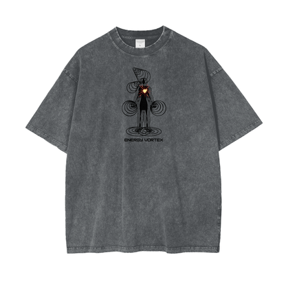 Energy Vortex Unisex Oversize Snow Washed T-Shirt